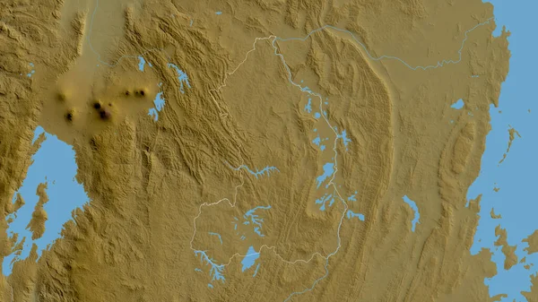 ルワンダの州Iburasirazuba 湖や川と色シェーダーデータ 形状は その国の領域に対して概説 3Dレンダリング — ストック写真