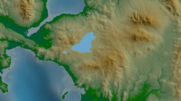 フィリピンのラナオ スール州 湖や川と色シェーダーデータ 形状は その国の領域に対して概説 3Dレンダリング — ストック写真