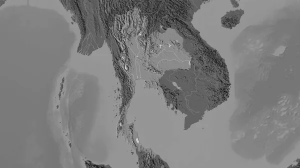 Περιοχή Της Ταϊλάνδης Στον Υψομετρικό Χάρτη Bilevel Στην Στερεογραφική Προβολή — Φωτογραφία Αρχείου