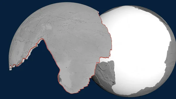 太平洋地殻プレートは 地球に押し出され 提示されました グレースケールの標高マップ 3Dレンダリング — ストック写真