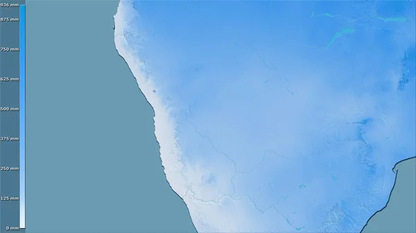 伝説との立体投影のナミビアエリア内で最も雨の多い四半期の降水量 ラスター層の生の組成 — ストック写真
