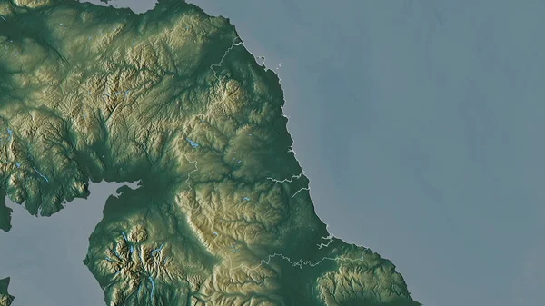 北東部 イギリスの地域 湖や川と色の救済 形状は その国の領域に対して概説 3Dレンダリング — ストック写真