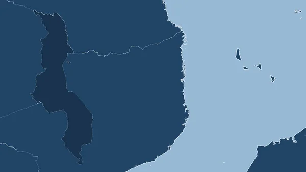 Malawi Nahaufnahme Des Landes Keine Umrisse Formen Nur Land Ozeanmaske — Stockfoto