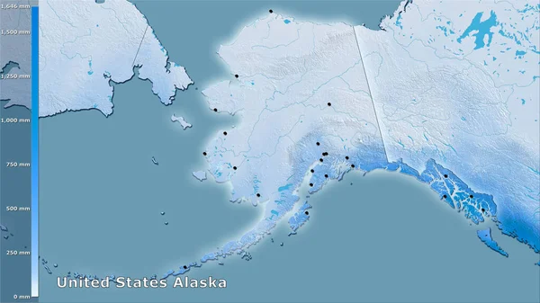 Csapadék Leghidegebb Negyed Egyesült Államokban Alaszka Területén Sztereográfiai Vetítés Legenda — Stock Fotó