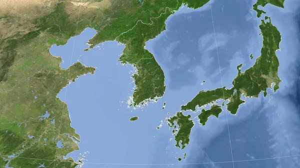 Südkorea Und Seine Nachbarschaft Entfernte Schrägperspektive Keine Umrisse Satellitenbilder — Stockfoto