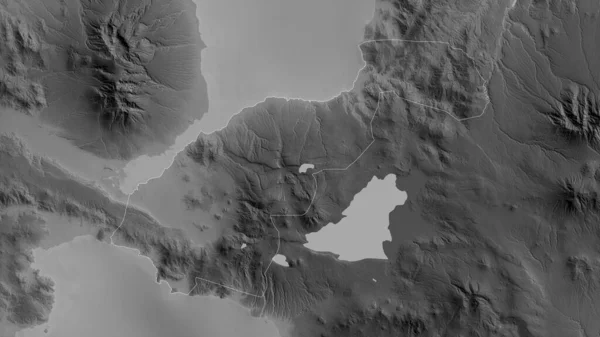 Lanao Del Norte Prowincja Filipiny Mapa Szarości Jeziorami Rzekami Kształt — Zdjęcie stockowe