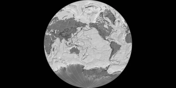 ヴァン グリンテンの投影図の世界地図は 170西の経度を中心としている ビレベル地形図 粒状のラスターの生の複合体 3Dイラスト — ストック写真