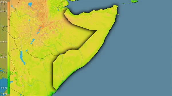 Variación Temperatura Diurna Media Dentro Del Área Somalia Proyección Estereográfica —  Fotos de Stock