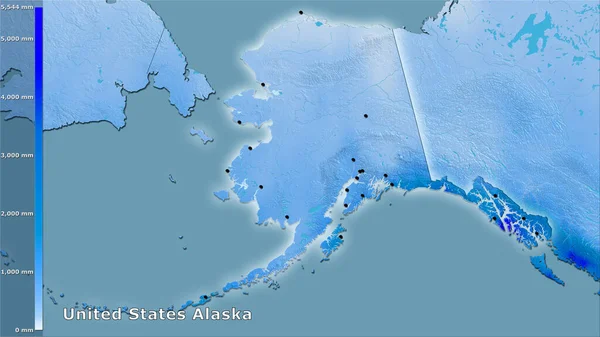 Precipitación Anual Dentro Del Área Alaska Los Estados Unidos Proyección — Foto de Stock