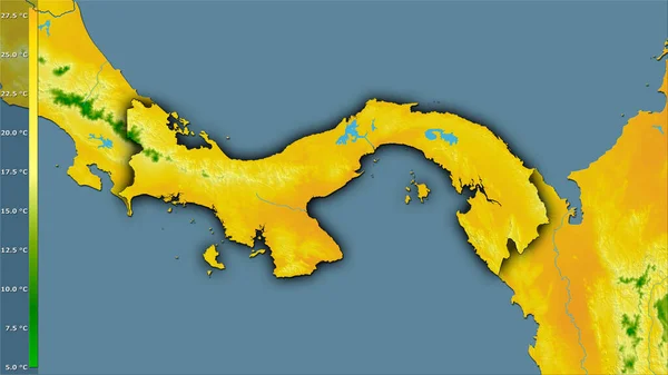 Temperatura Média Quarto Mais Quente Dentro Área Panamá Projeção Estereográfica — Fotografia de Stock