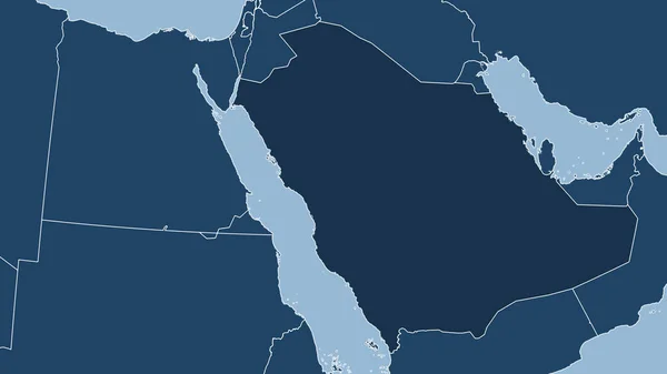 Saudi Arabia. Close-up perspective of the country - no outline. shapes only - land/ocean mask
