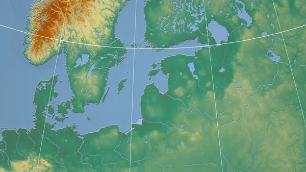 Lettland Nachbarschaft Ferne Perspektive Ohne Konturen Topografische Reliefkarte — Stockfoto