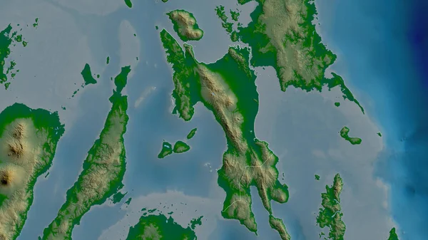 Leyte Prowincja Filipin Kolorowe Dane Zacienienia Jeziorami Rzekami Kształt Nakreślony — Zdjęcie stockowe