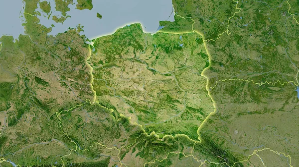 Polská Oblast Mapě Satelitu Stereografické Projekci Hrubé Složení Rastrových Vrstev — Stock fotografie