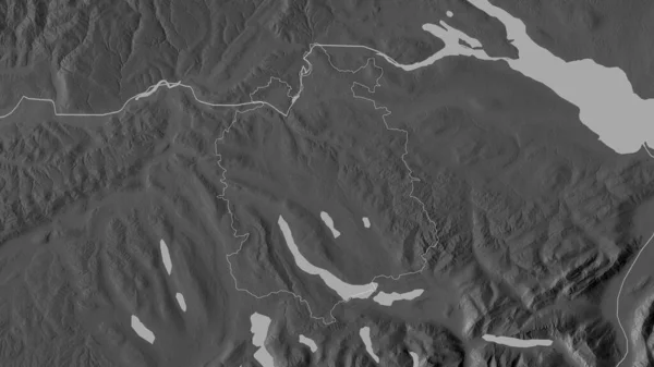 Zurich Kanton Swiss Peta Grayscaled Dengan Danau Dan Sungai Bentuk — Stok Foto