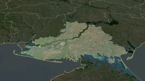 Cherson Region Der Ukraine Vergrößert Und Hervorgehoben Satellitenbilder Rendering — Stockfoto