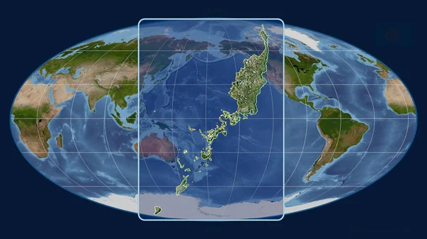 Mollweide Projeksiyonundaki Küresel Bir Haritaya Karşı Palau Nun Perspektif Çizgileriyle — Stok fotoğraf