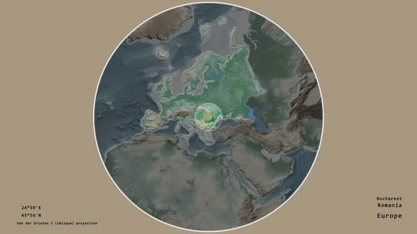 Area Della Romania Segnata Con Cerchio Sulla Mappa Larga Scala — Foto Stock