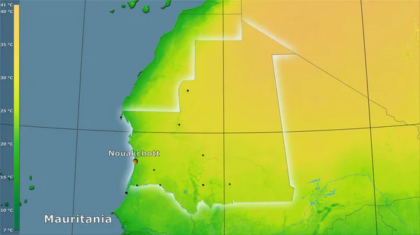 Variación Media Anual Temperatura Dentro Del Área Mauritania Proyección Estereográfica — Foto de Stock