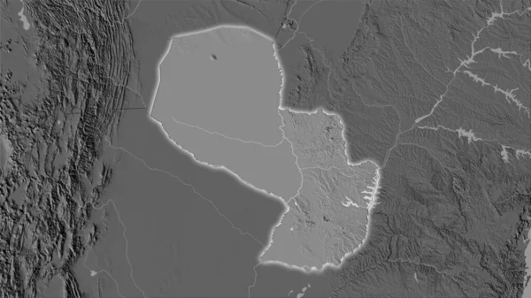 Територія Парагваю Карті Підвищення Білевелі Стереографічній Проекції Сира Композиція Растрових — стокове фото