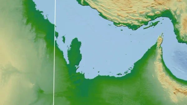 Катар Сусід Далека Перспектива Обрисів Фізична Карта — стокове фото