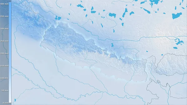 Efsanevi Stereografik Projeksiyonda Nepal Bölgesinin Soğuk Çeyreğinin Yağışı Işık Saçan — Stok fotoğraf