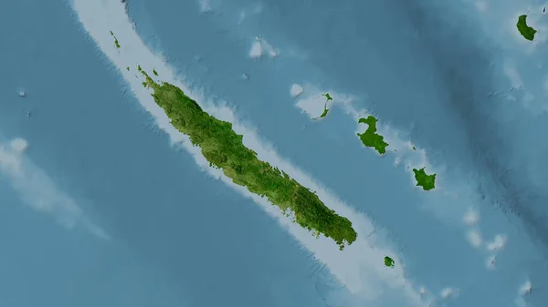 Nouvelle Calédonie Sur Carte Satellite Dans Projection Stéréographique Composition Brute — Photo