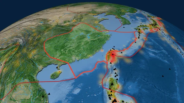 Yangtze Tektoniska Platta Skisseras Jorden Satellitbilder Rendering — Stockfoto