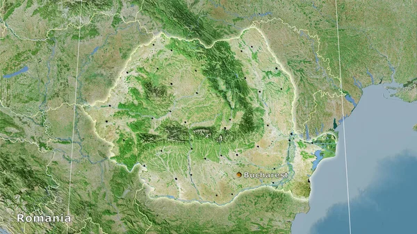 Obszar Rumunii Mapie Satelitarnej Projekcji Stereograficznej Kompozycja Główna — Zdjęcie stockowe
