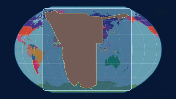 Vista Ampliada Del Contorno Namibia Con Líneas Perspectiva Contra Mapa — Foto de Stock