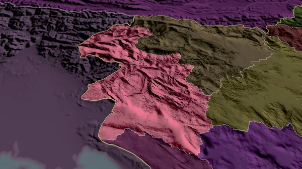 Goriska Regione Statistica Della Slovenia Zoomato Evidenziato Mappa Colorata Urtata — Foto Stock