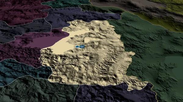 Van Provincia Della Turchia Ingrandito Evidenziato Con Capitale Mappa Colorata — Foto Stock