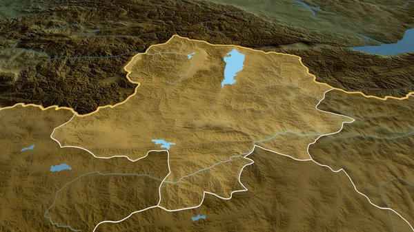 Hovsgol Province Mongolia Zoomed Highlighted Main Physical Landscape Features Rendering — Stock Photo, Image