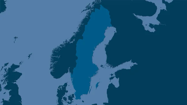 Svezia Area Sulla Mappa Solida Nella Proiezione Stereografica Composizione Grezza — Foto Stock
