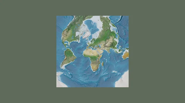 Čtvercový Rám Rozsáhlé Mapy Světa Šikmé Van Der Grintenově Projekci — Stock fotografie