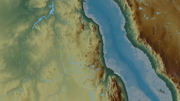 スーダンの状態 湖や川と色の救済 形状は その国の領域に対して概説 3Dレンダリング — ストック写真