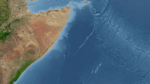 Somalia Close Perspective Country Outline Satellite Imagery — Stock Photo, Image