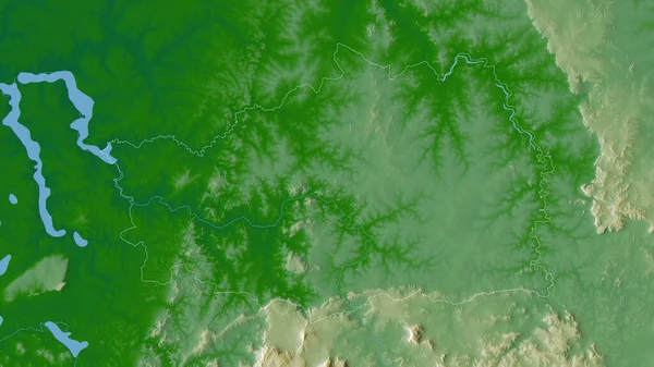 Kedougou Región Senegal Datos Sombreado Colores Con Lagos Ríos Forma —  Fotos de Stock