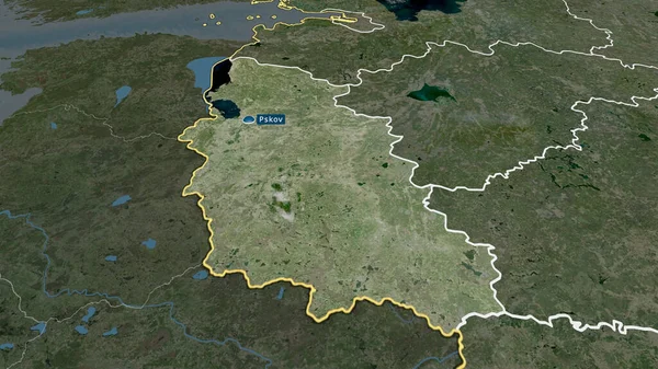 Pskov Region Von Russland Vergrößert Und Mit Kapital Hervorgehoben Satellitenbilder — Stockfoto