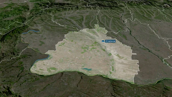 Dolj Comté Roumanie Zoomé Surligné Avec Capitale Imagerie Satellite Rendu — Photo