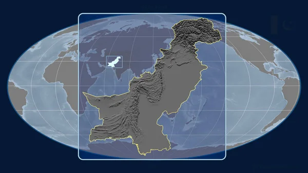 Inzoomd Met Het Oog Pakistan Schets Met Perspectief Lijnen Tegen — Stockfoto