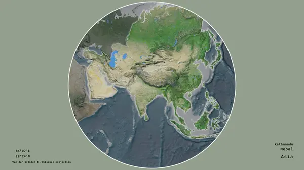 Région Népal Est Centrée Dans Cercle Entourant Son Continent Sur — Photo