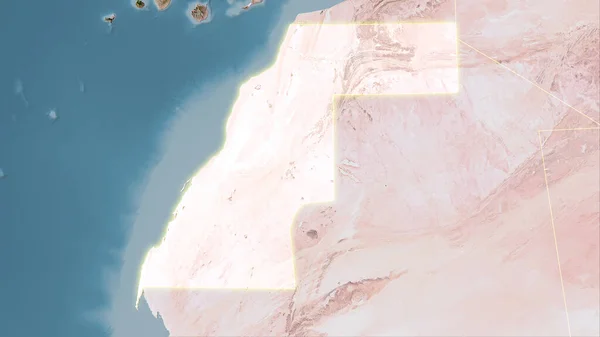 Västsahara Området Satellitkarta Stereografisk Projektion Sammansättning Raster Lager Med Ljus — Stockfoto
