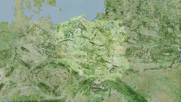 Pologne Zone Sur Carte Satellite Dans Projection Stéréographique Composition Brute — Photo