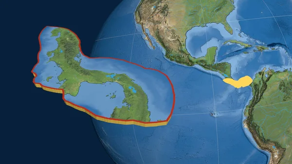 Panamská Tektonická Deska Protáhla Prezentovala Proti Zeměkouli Satelitní Snímky Vykreslování — Stock fotografie