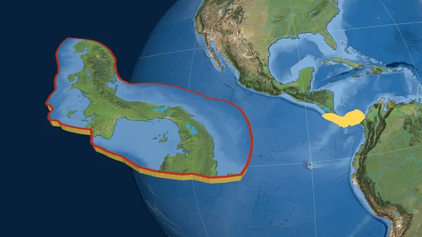 Panama Placca Tettonica Estrusa Presentata Contro Globo Immagini Satellitari Rendering — Foto Stock