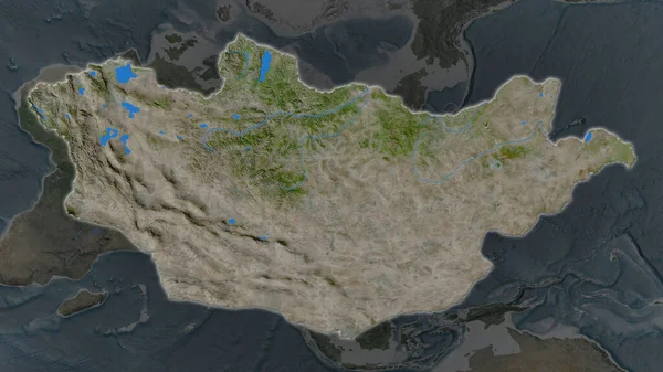 Moğolistan Bölgesi Çevresinin Karanlık Bir Arka Planında Büyüyüp Parlıyordu Uydu — Stok fotoğraf