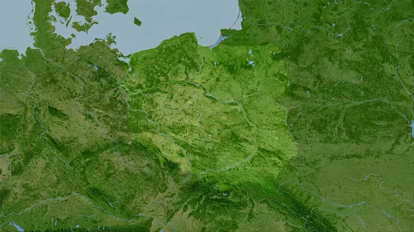 Obszar Polski Mapie Satelitarnej Projekcji Stereograficznej Surowa Kompozycja Warstw Rastrowych — Zdjęcie stockowe