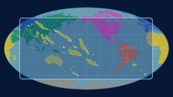 Увеличенный Вид Соломоновых Островов Перспективными Линиями Против Глобальной Карты Проекции — стоковое фото