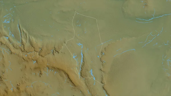 Ghat District Libya Colored Shader Data Lakes Rivers Shape Outlined — Stock Photo, Image